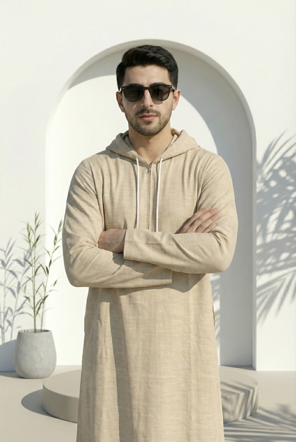Gold Brown Hoodie Jubbah | J043