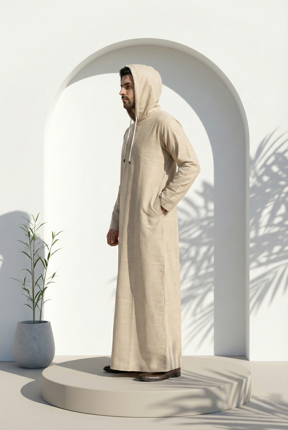 Gold Brown Hoodie Jubbah | J043