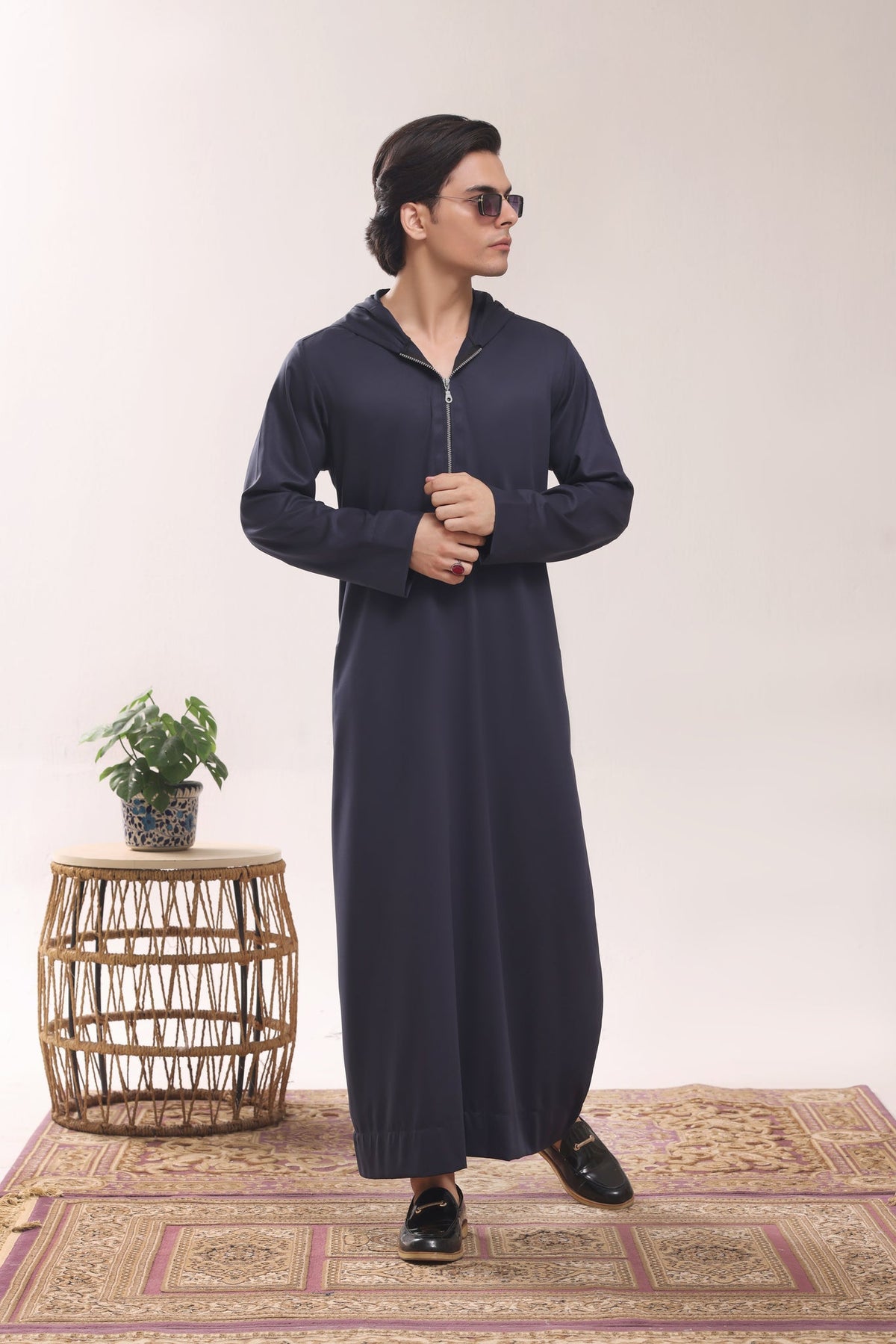 Navy Hoodie Zipper Jubbah J054