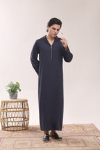 Navy Hoodie Zipper Jubbah J054